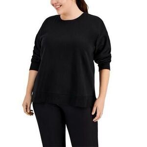 ID Ideology Plus Size Solid Crewneck Sweatshirt Black Size 2X